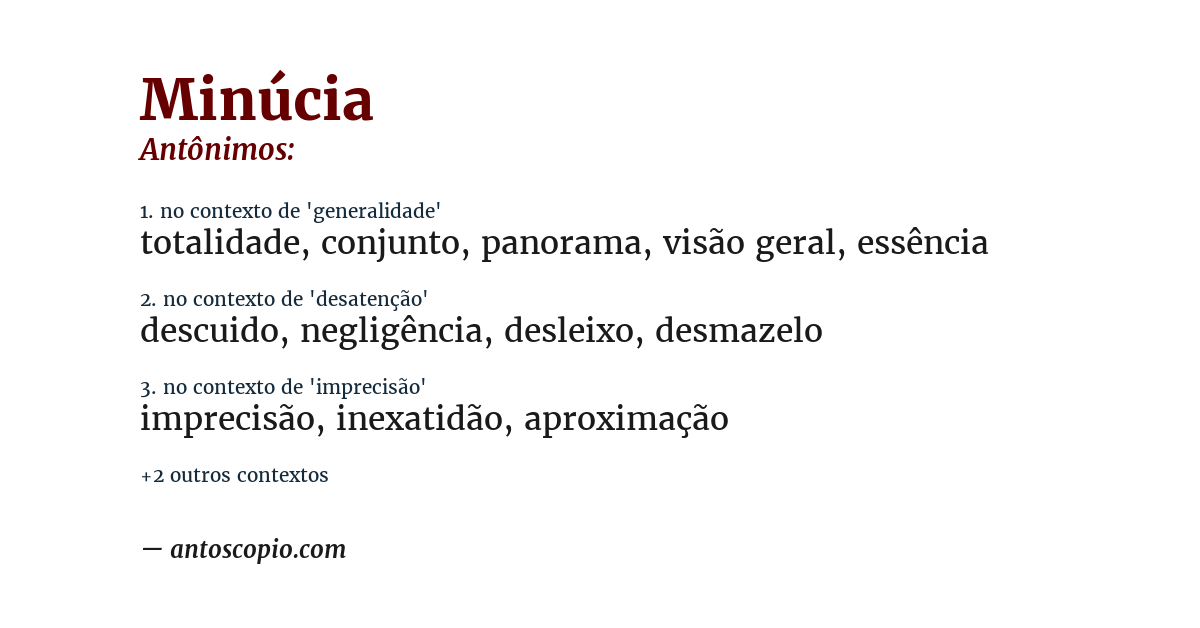 Antônimo de minúcia