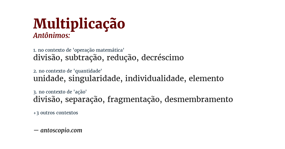 Antônimo de multiplicação