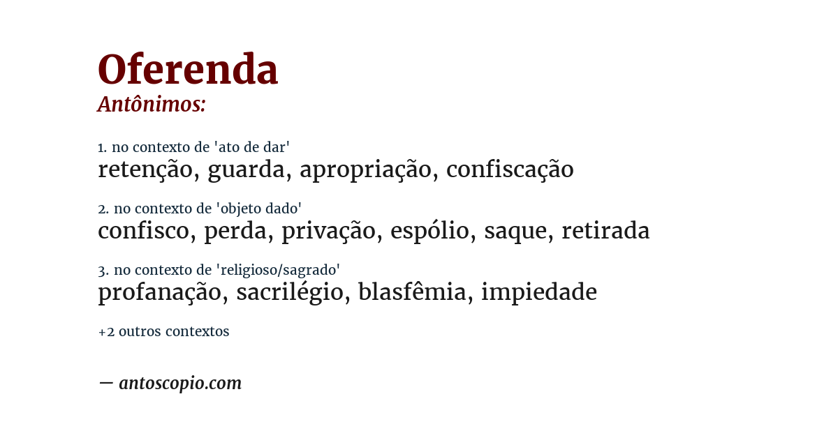 Antônimo de oferenda