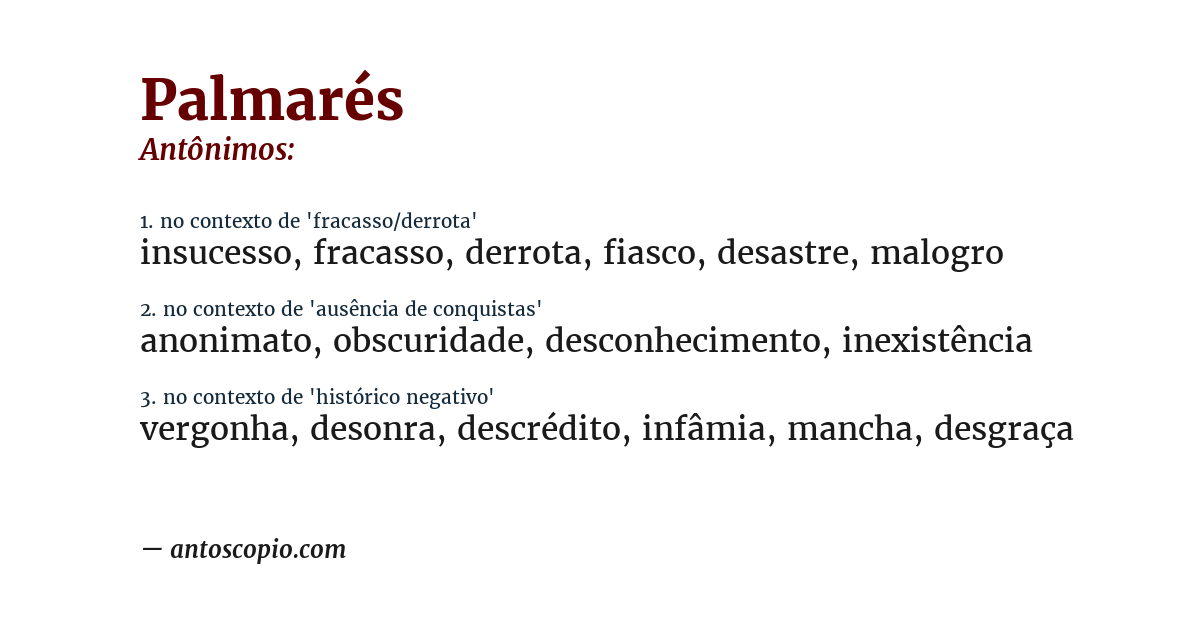 Antônimo de palmarés