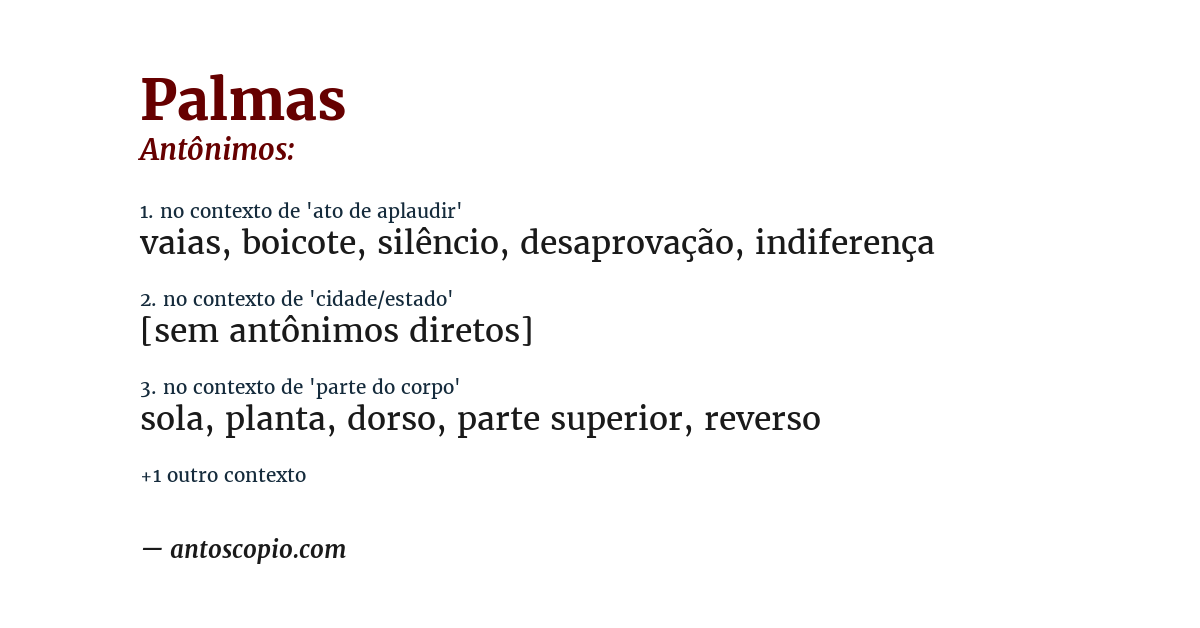 Antônimo de palmas