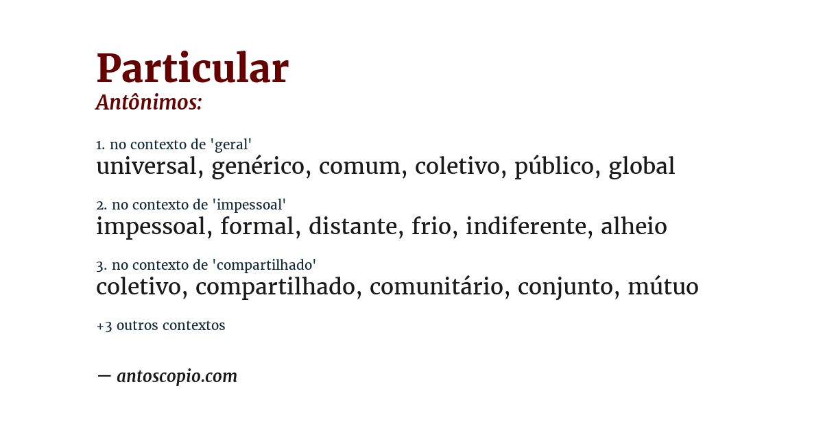 Antônimo de particular