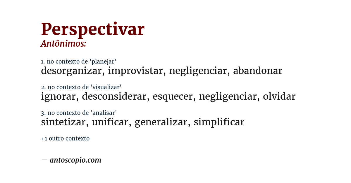 Antônimo de perspectivar