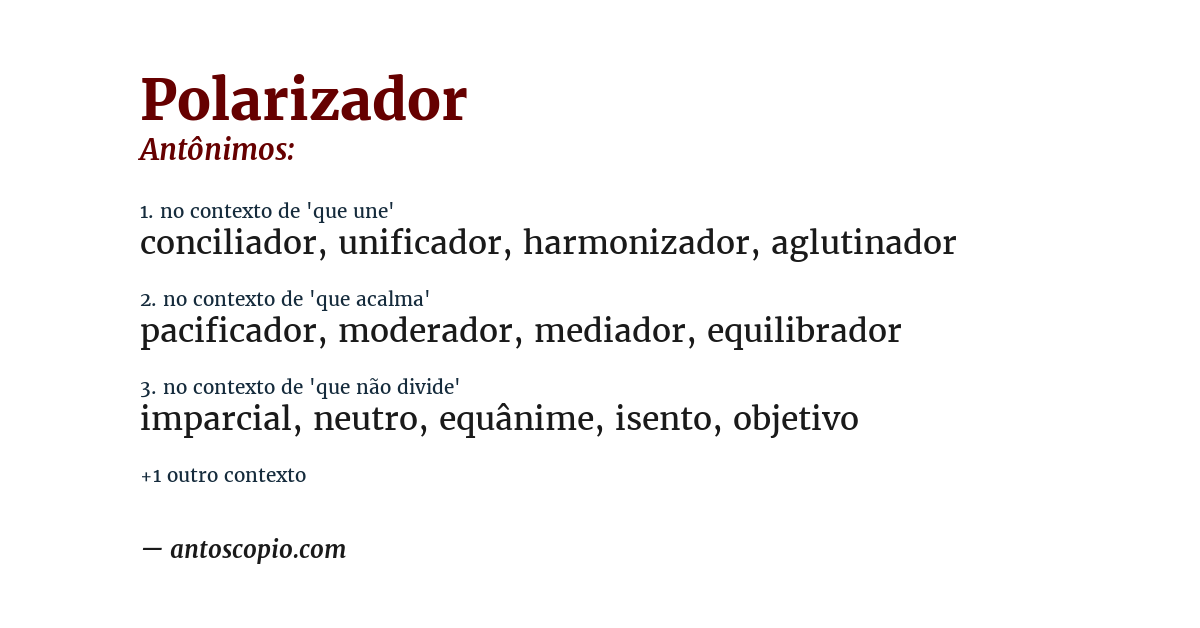 Antônimo de polarizador