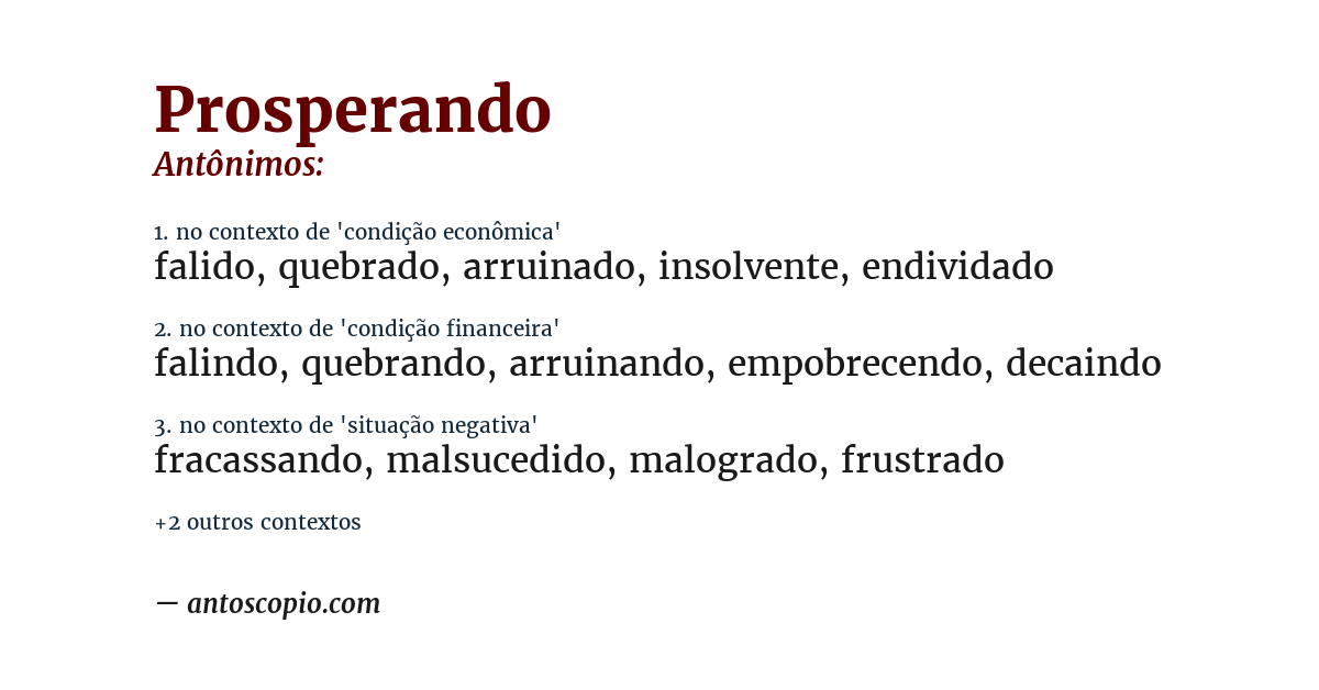 Antônimo de prosperando