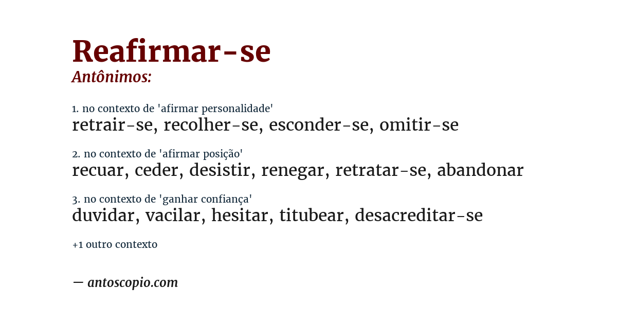 Antônimo de reafirmar-se