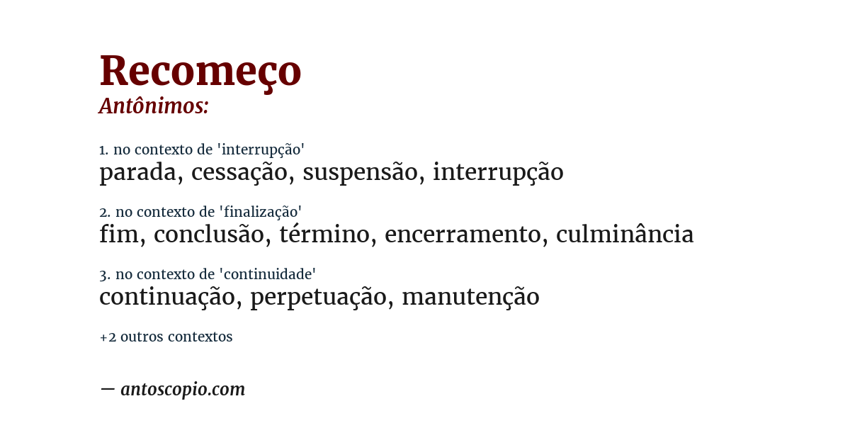 Antônimo de recomeço