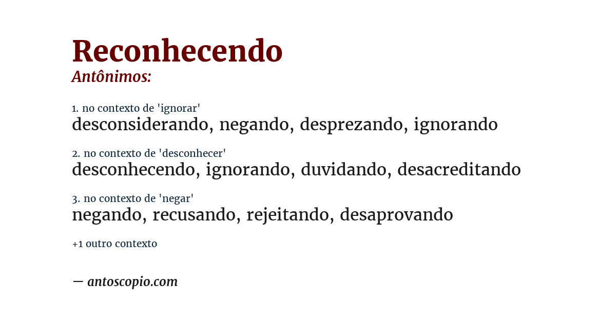 Antônimo de reconhecendo