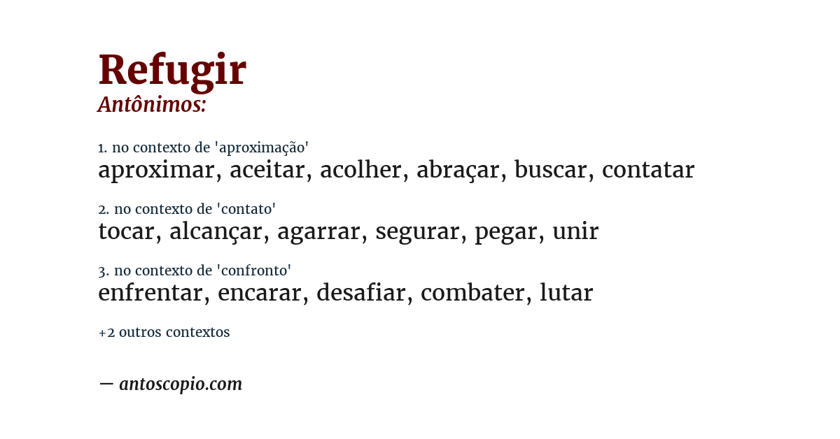 Antônimo de refugir