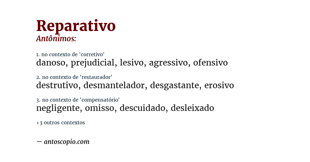 Antônimo de reparativo
