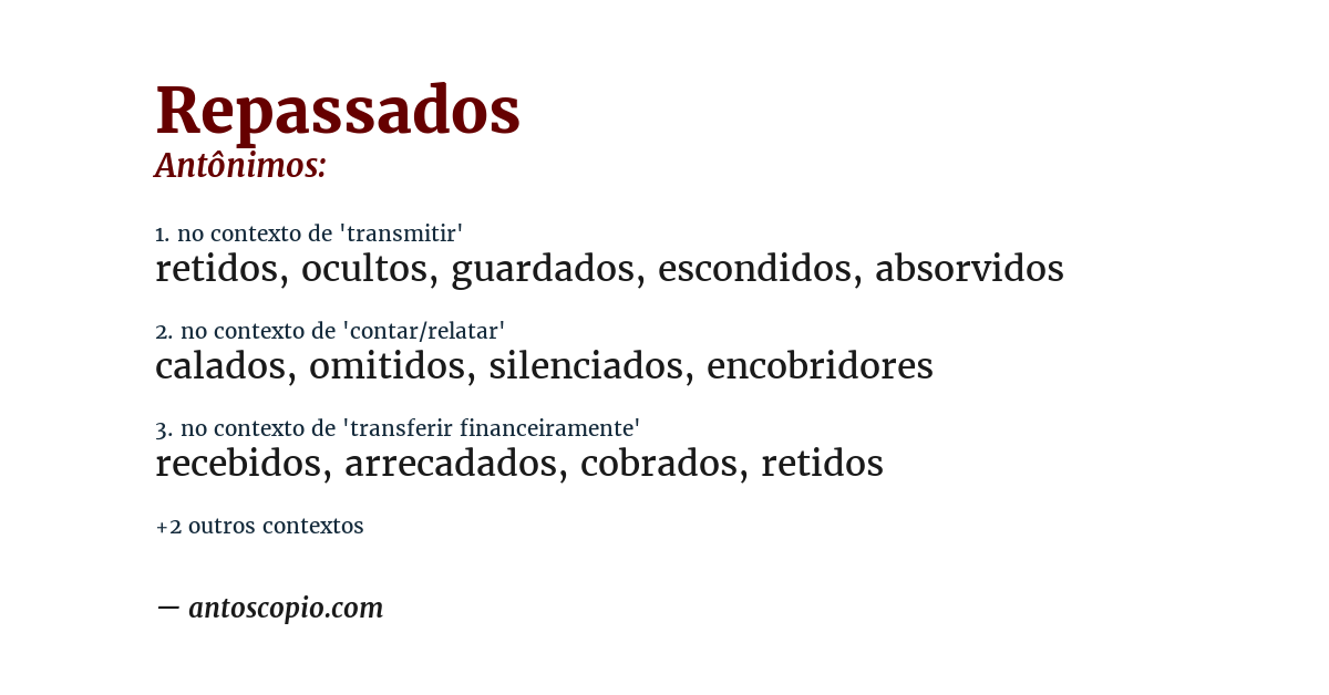 Antônimo de repassados