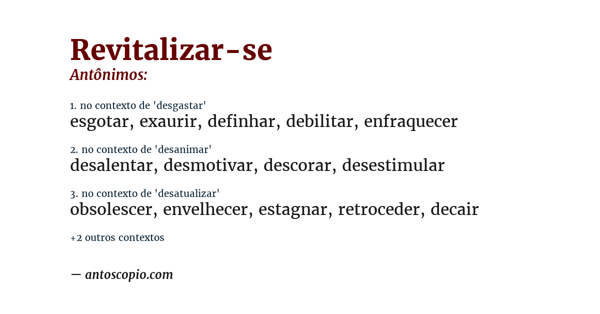 Antônimo de revitalizar-se