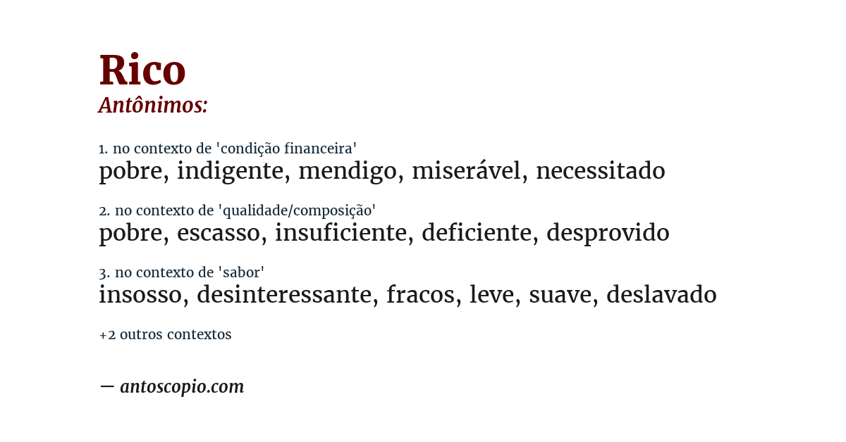 Antônimo de rico