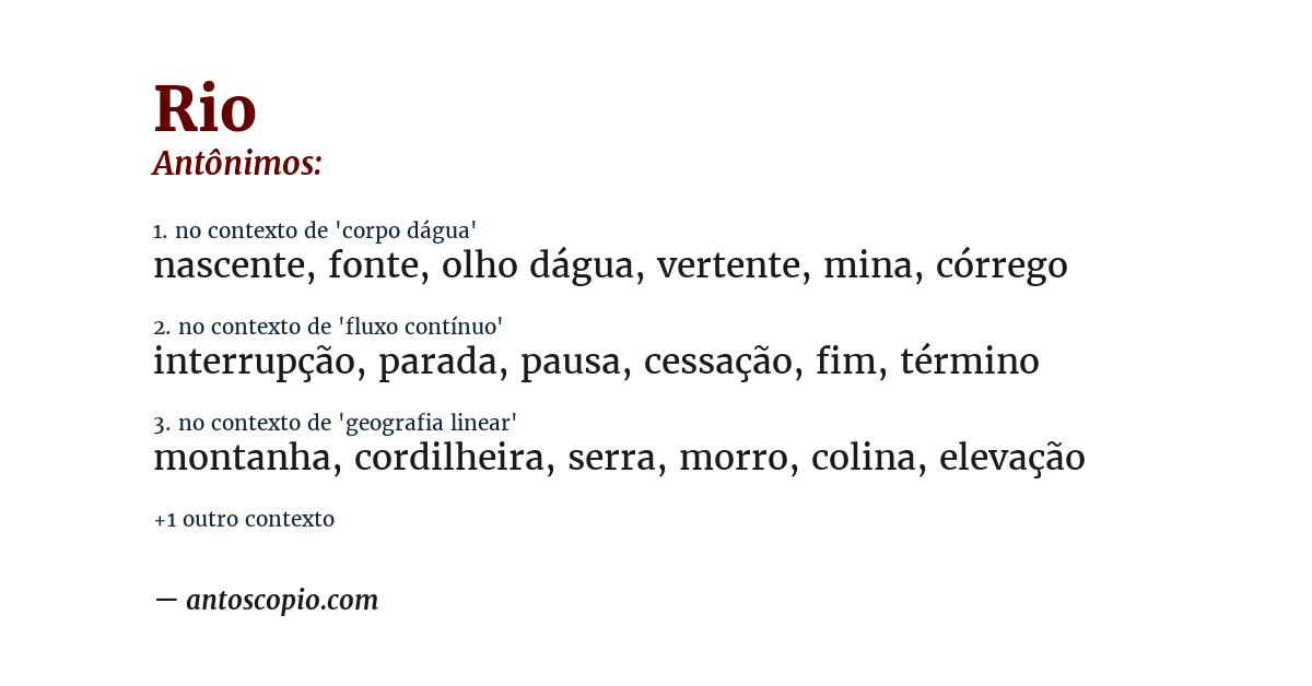 Antônimo de rio