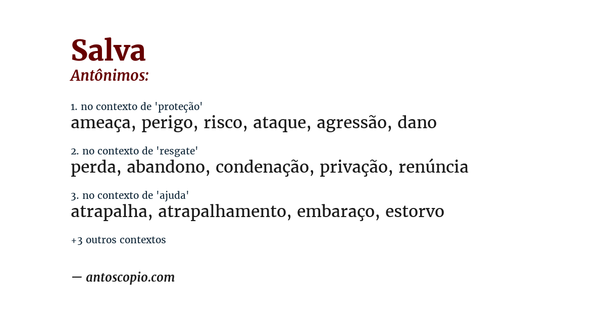 Antônimo de salva