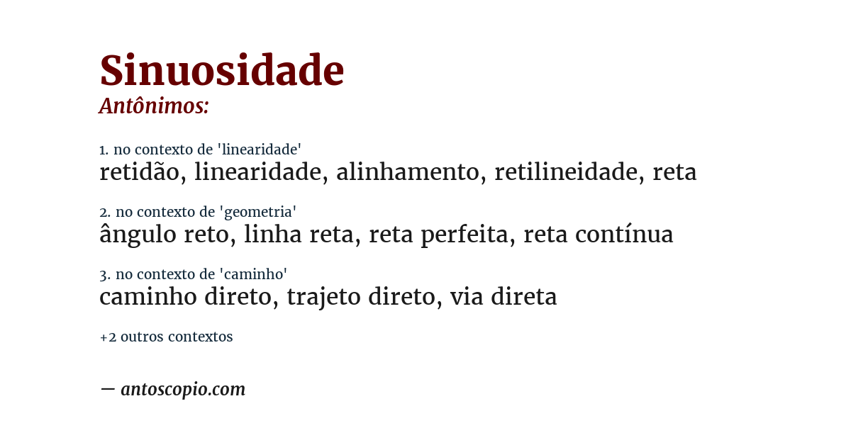 Antônimo de sinuosidade