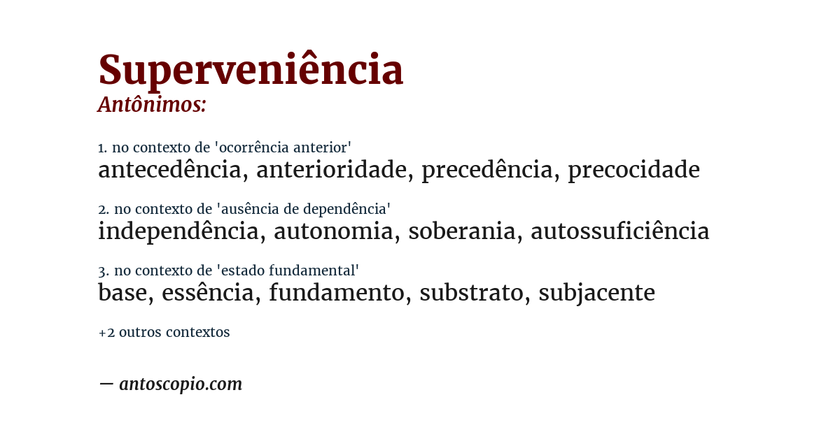 Antônimo de superveniência