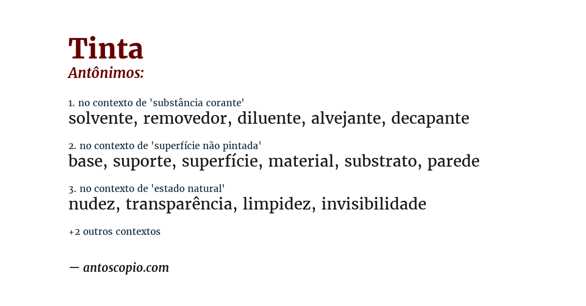 Antônimo de tinta