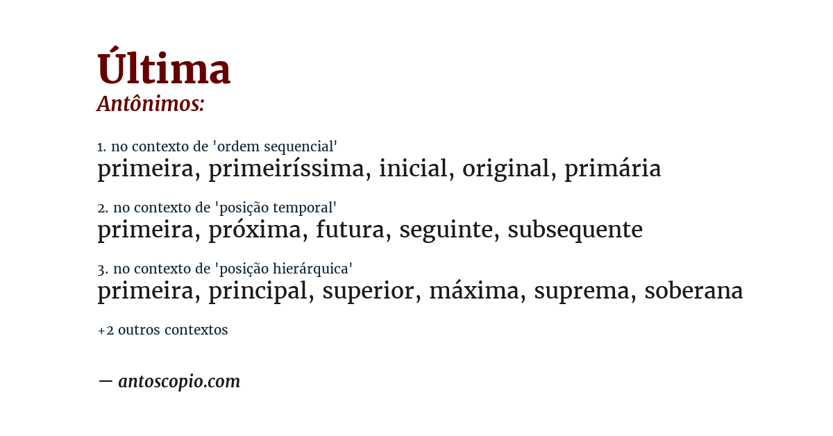 Antônimo de última