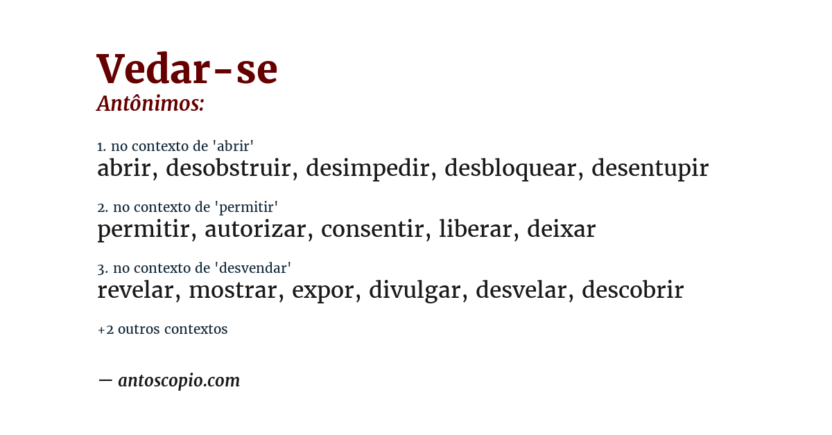 Antônimo de vedar-se