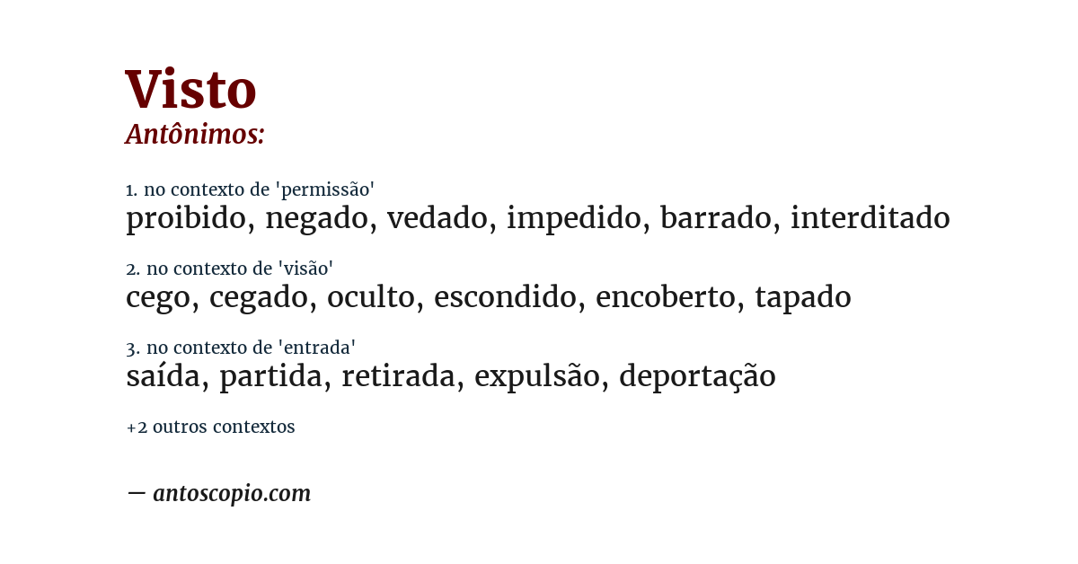Antônimo de visto