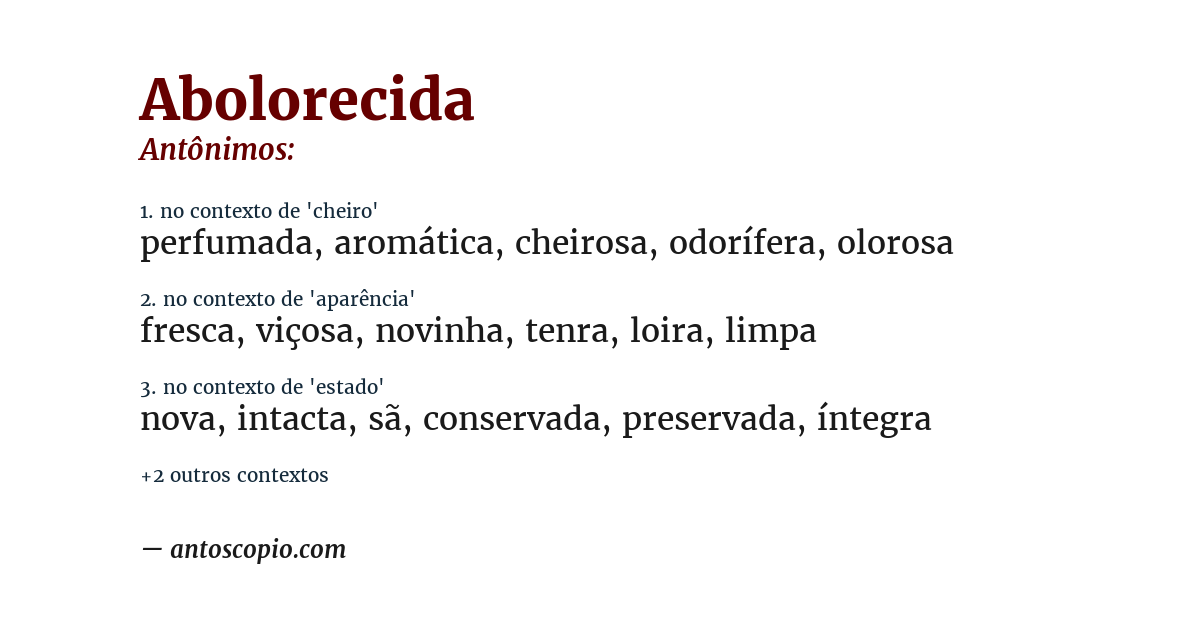 Antônimo de abolorecida