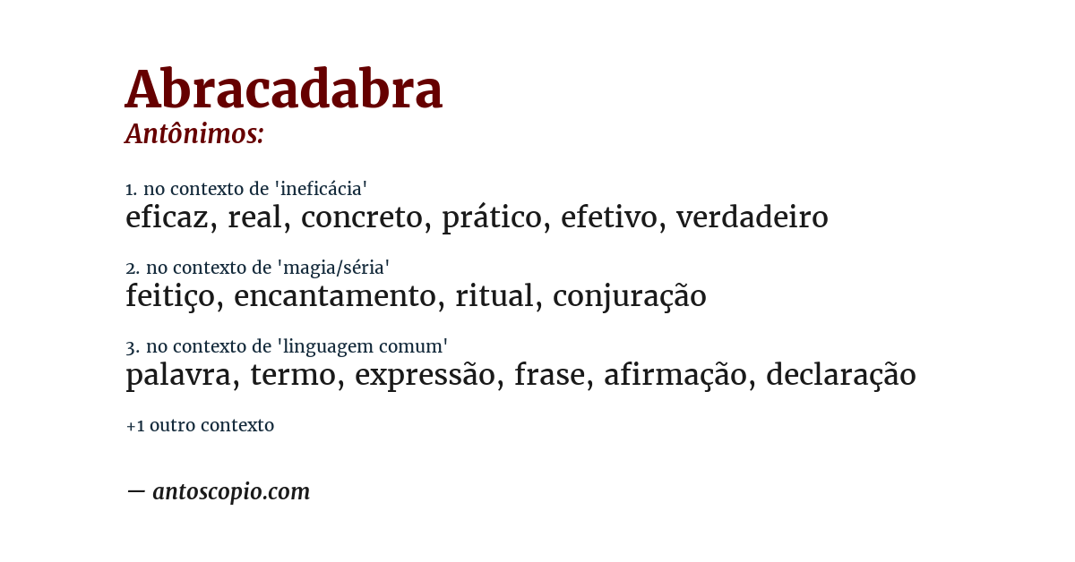 Antônimo de abracadabra