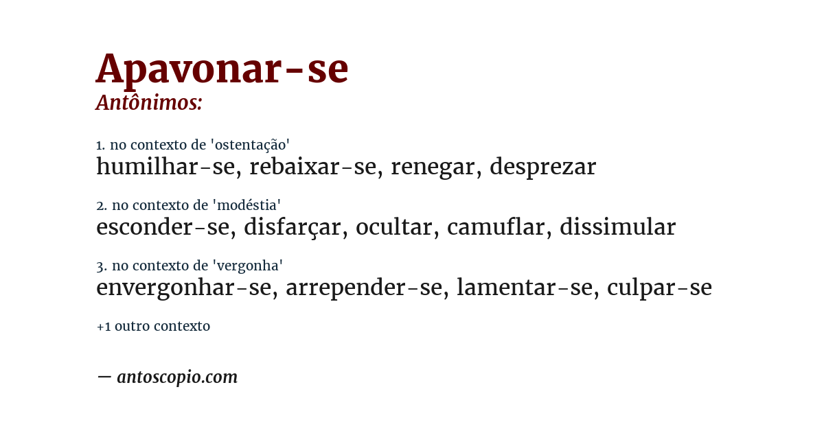 Antônimo de apavonar-se