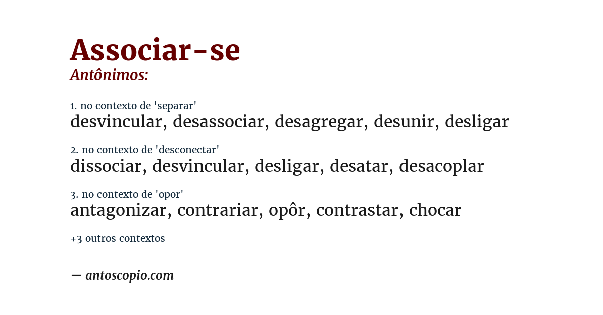 Antônimo de associar-se