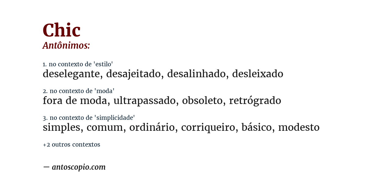 Antônimo de chic