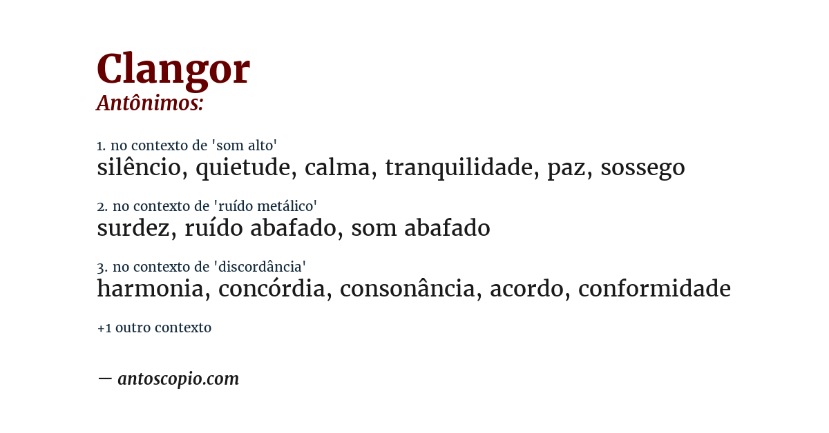 Antônimo de clangor