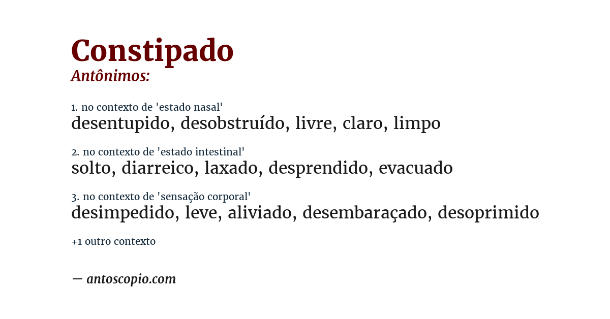 Antônimo de constipado