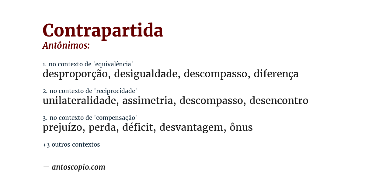 Antônimo de contrapartida