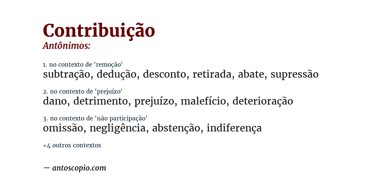Antônimo de contribuição