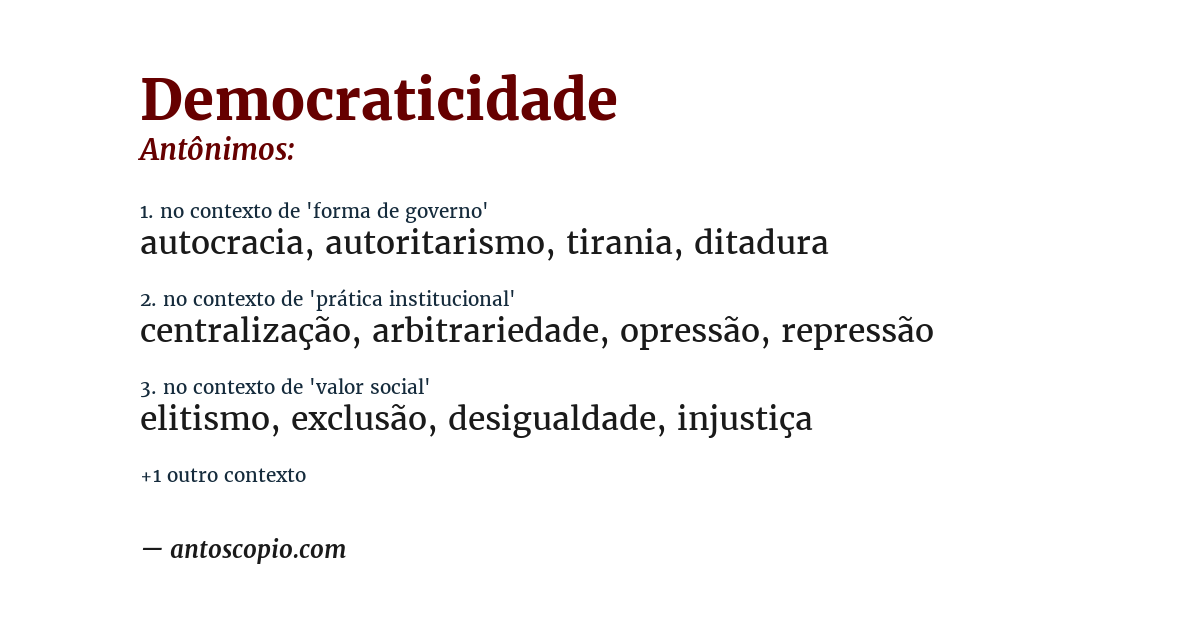 Antônimo de democraticidade