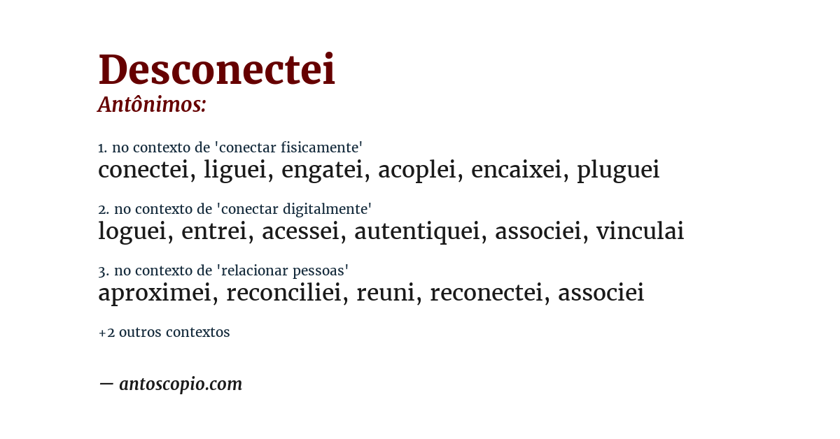 Antônimo de desconectei