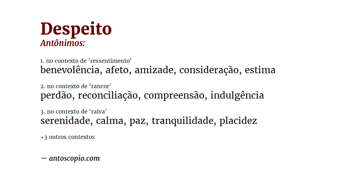 Antônimo de despeito