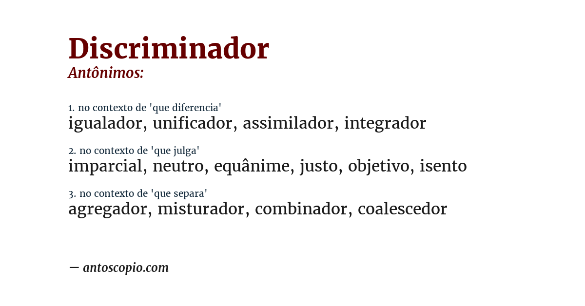 Antônimo de discriminador