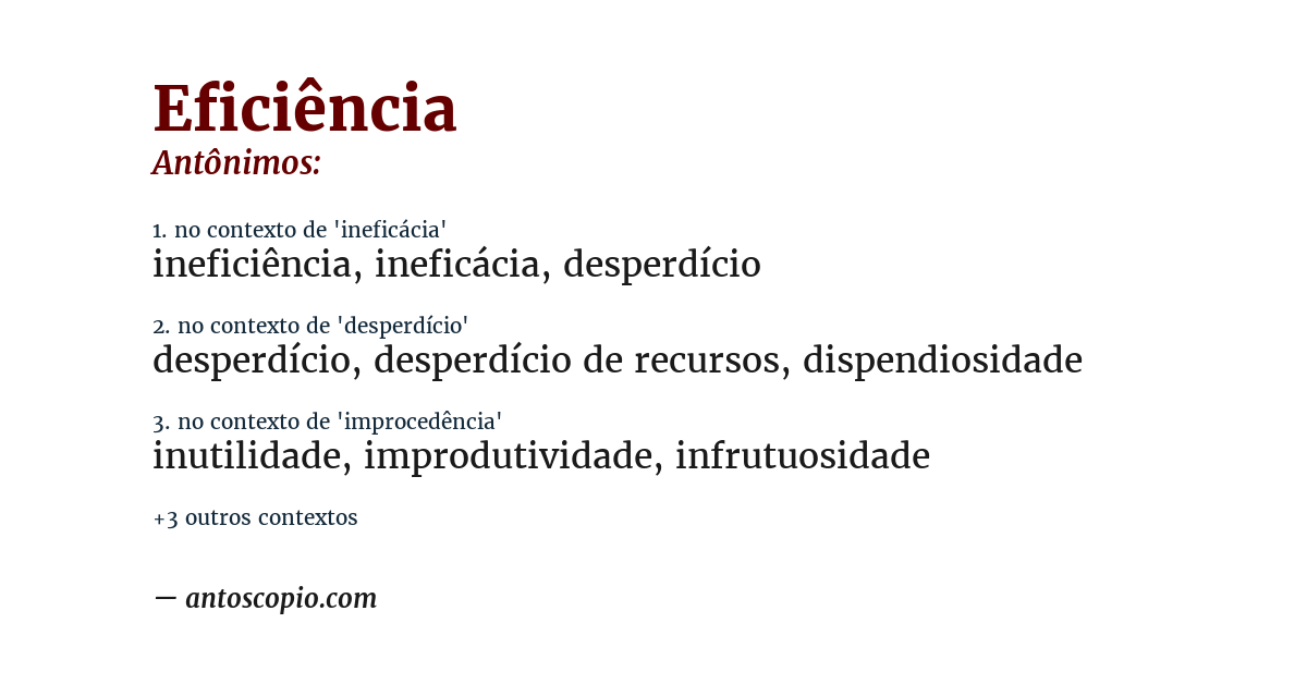 Antônimo de eficiência