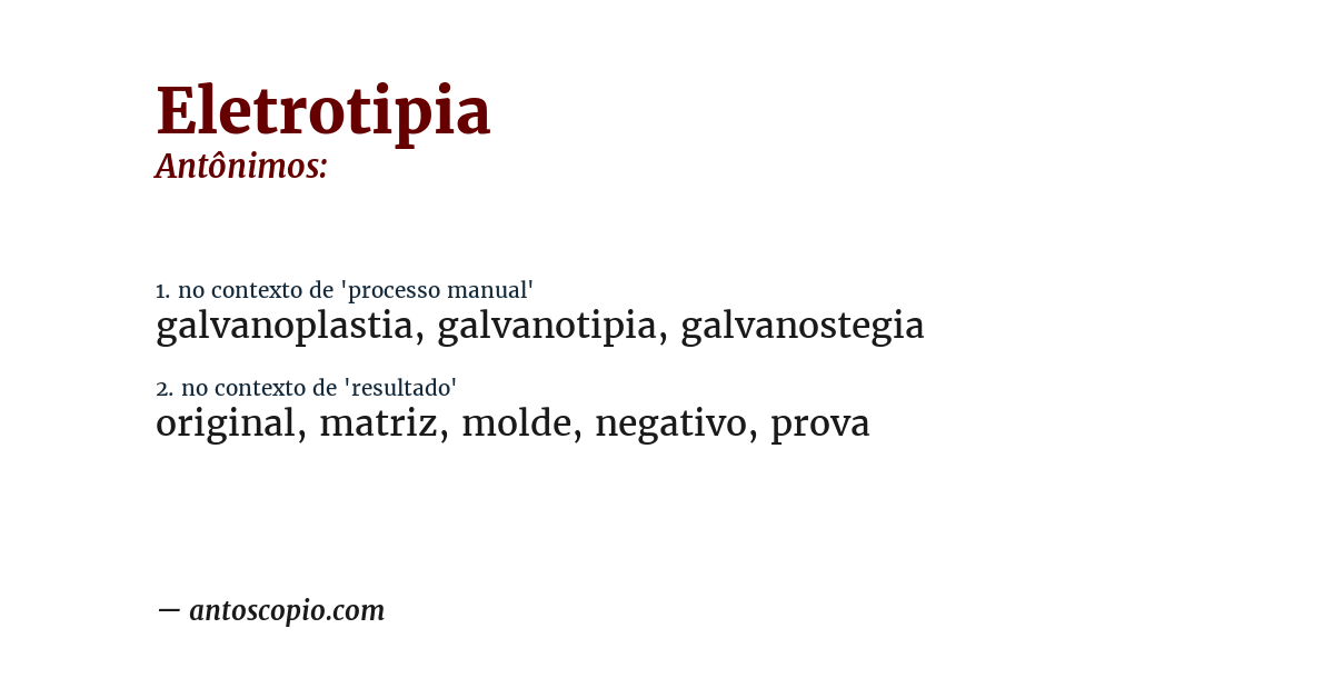 Antônimo de eletrotipia