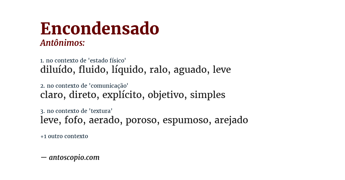 Antônimo de encondensado