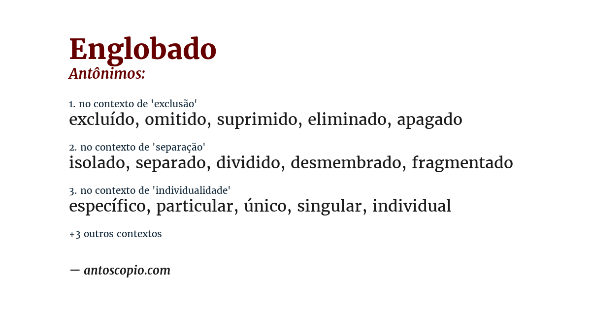 Antônimo de englobado