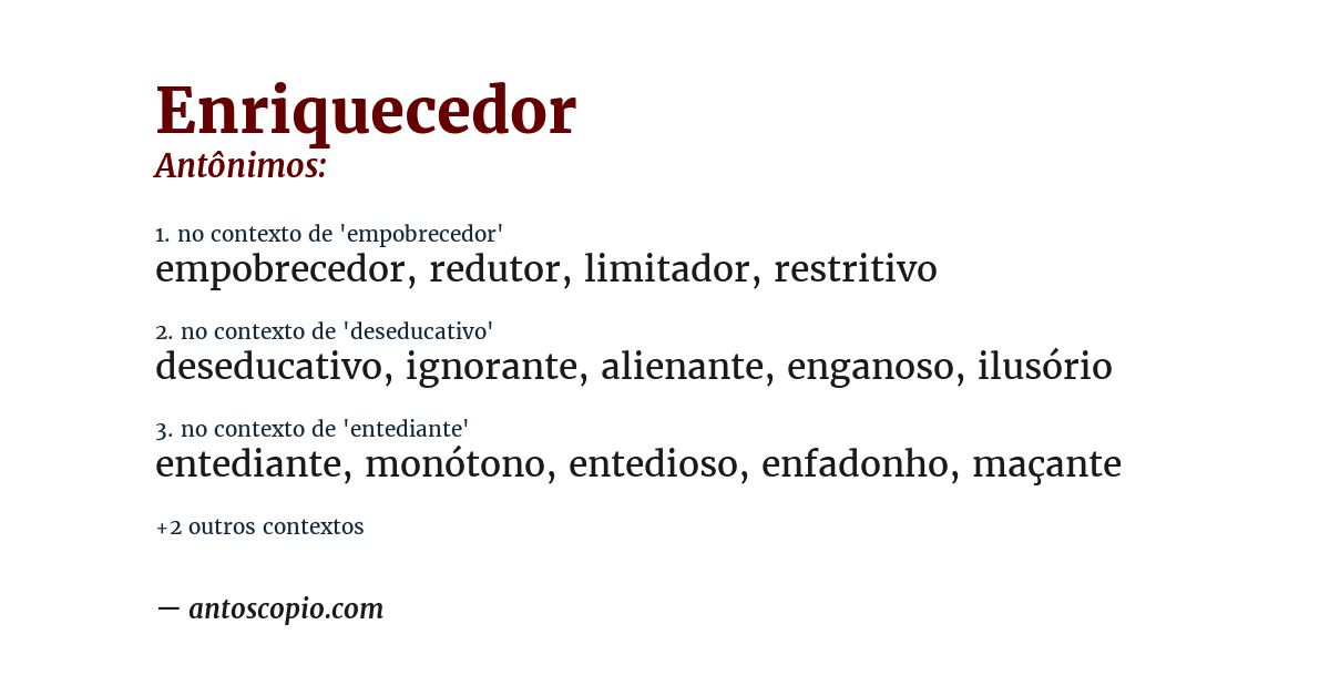 Antônimo de enriquecedor