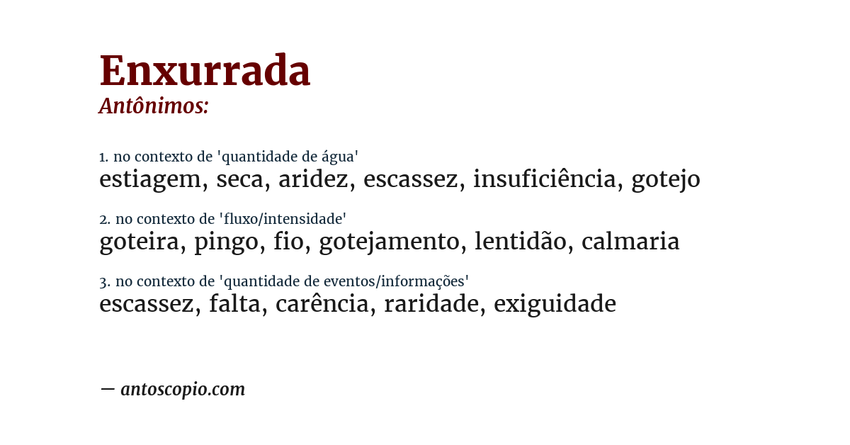 Antônimo de enxurrada