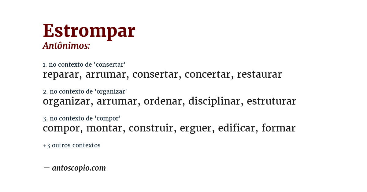 Antônimo de estrompar