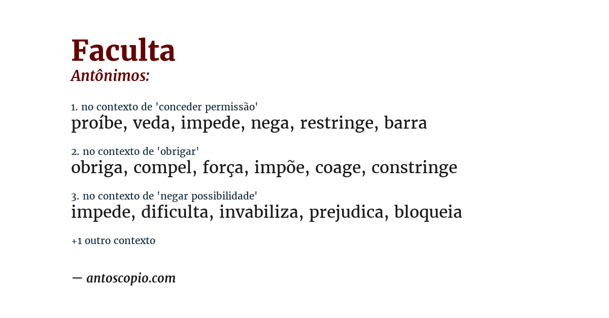 Antônimo de faculta