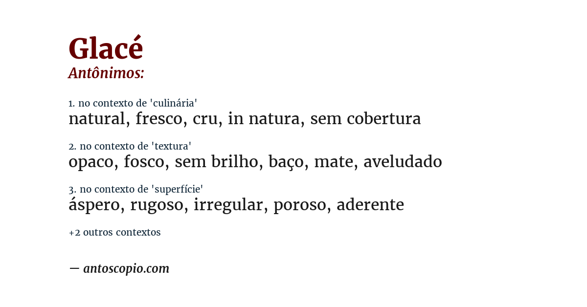 Antônimo de glacé