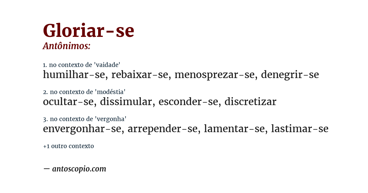 Antônimo de gloriar-se