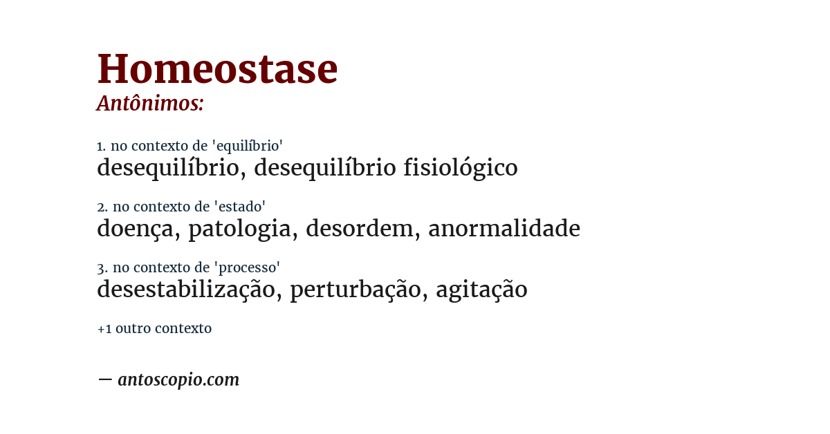 Antônimo de homeostase