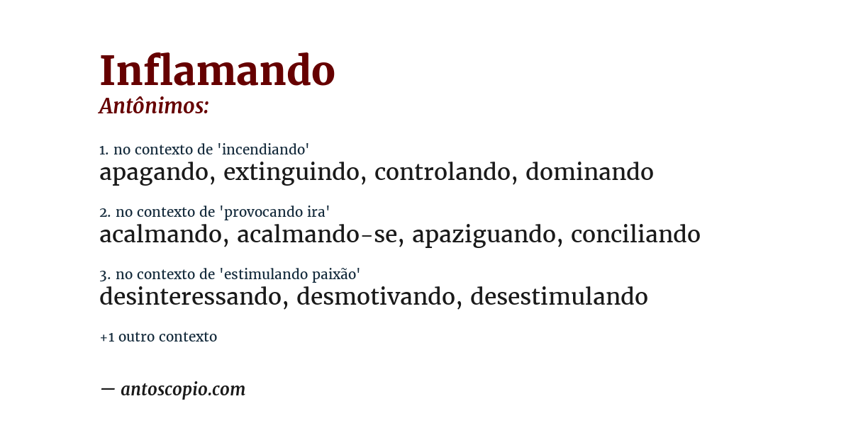 Antônimo de inflamando